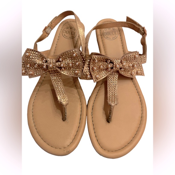 MOJO MOXY by Dolce women’s cute pink sparkly sandals with bow accent size 7.5 - Picture 1 of 7